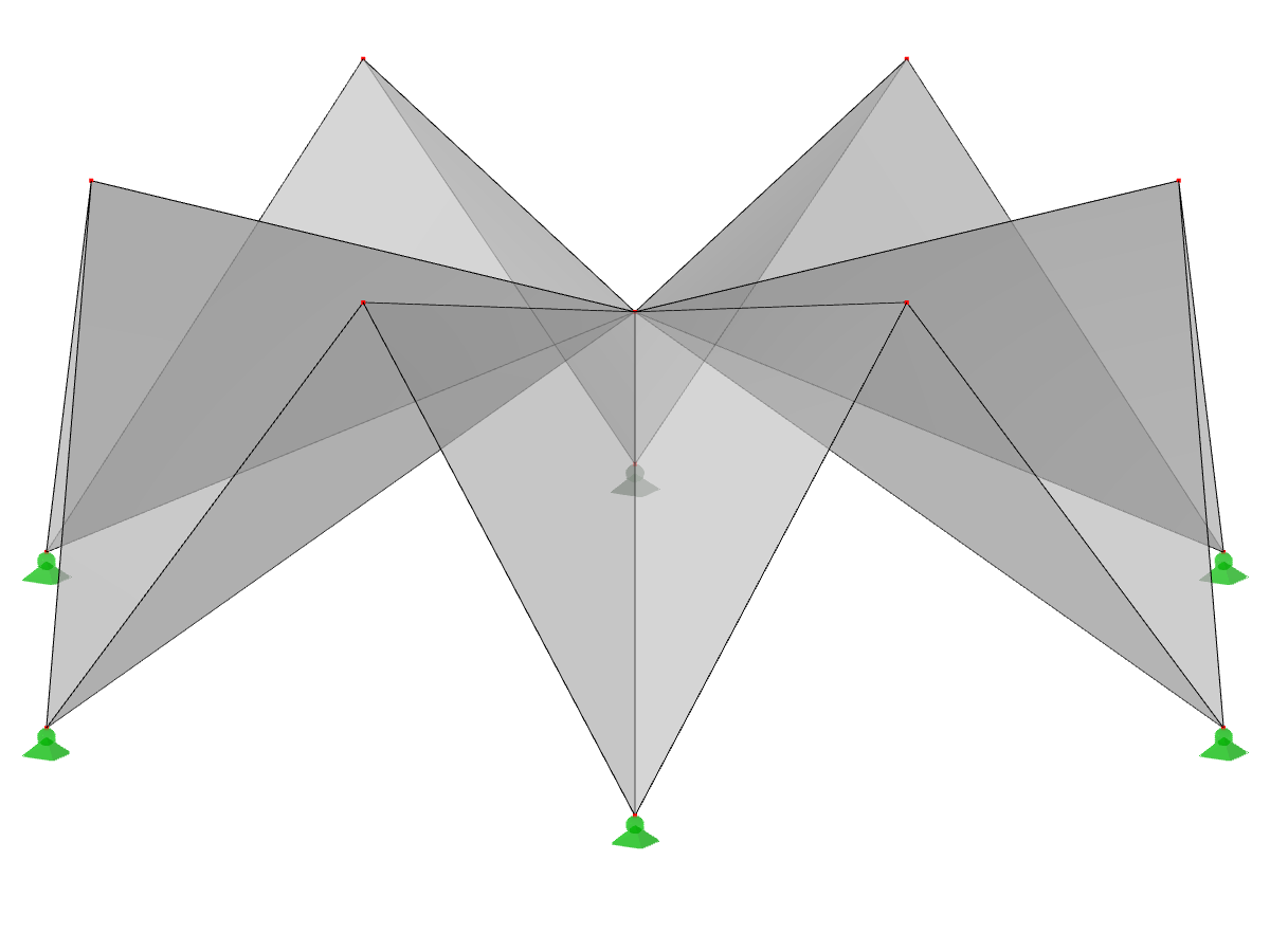 ID de modèle 523 | 034-FPC008-b | Systèmes de structures pliées prismatiques. Surfaces pliées simples sur plan de sol polygonal, crêtes vers le centre