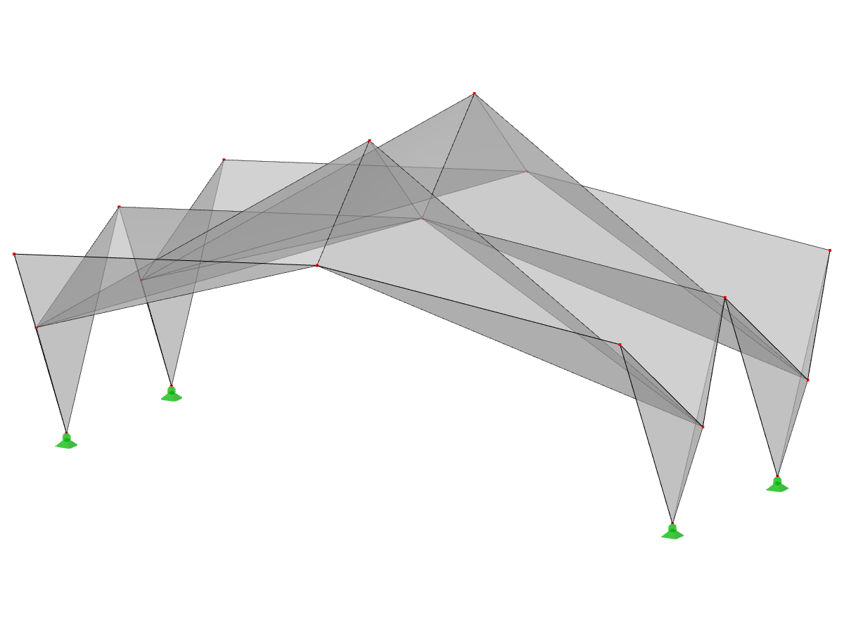 ID de modèle 545 | 034-FPL121 | Systèmes de structures prismatiques pliées. Système de structure linéaire composé de surfaces pliées. Portique à deux articulations : Pliage de crête à vallée