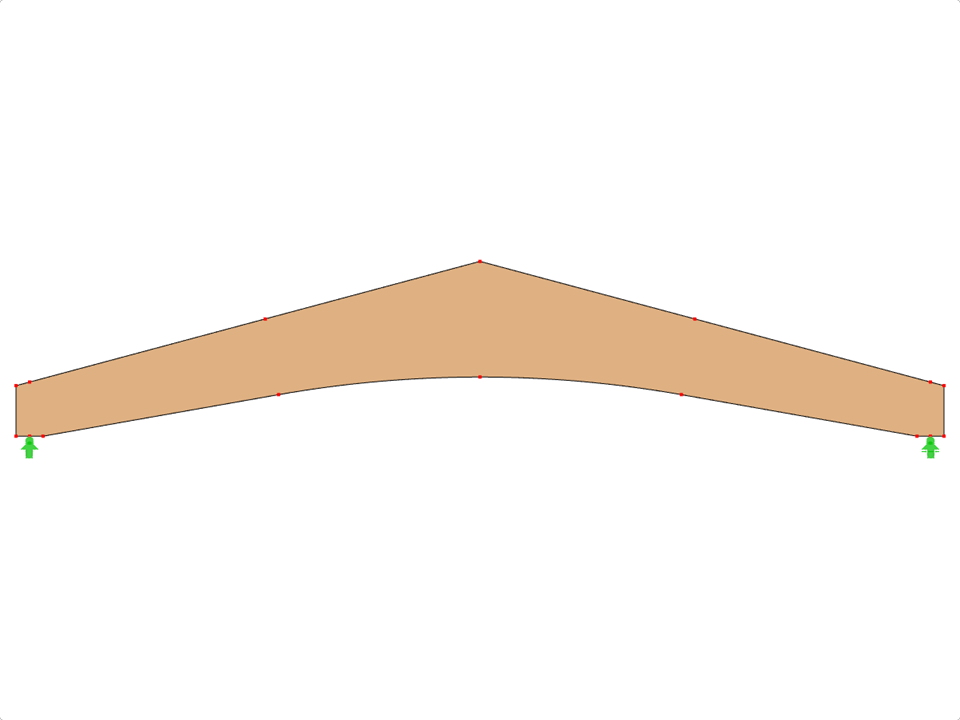 ID de modèle 604 | GLB0601 | Poutre en bois lamellé-collé | Poutre-banane | Hauteur variable | Symétrique | Sans taquet libre au sommet