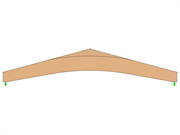 ID de modèle 612 | GLB0611 | Poutre en bois lamellé-collé | Poutre-banane | Hauteur variable | Symétrique | Avec taquet libre au sommet