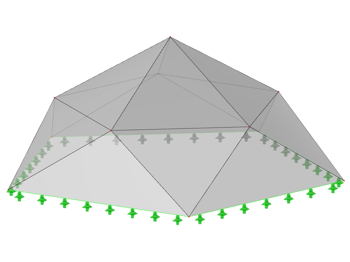 ID de modèle 1326 | 034-FPC022-b (variante générale de 034-FPC022-a) | Systèmes de structures pliées pyramidales. Surfaces triangulaires pliées. Plan au sol pentagonal