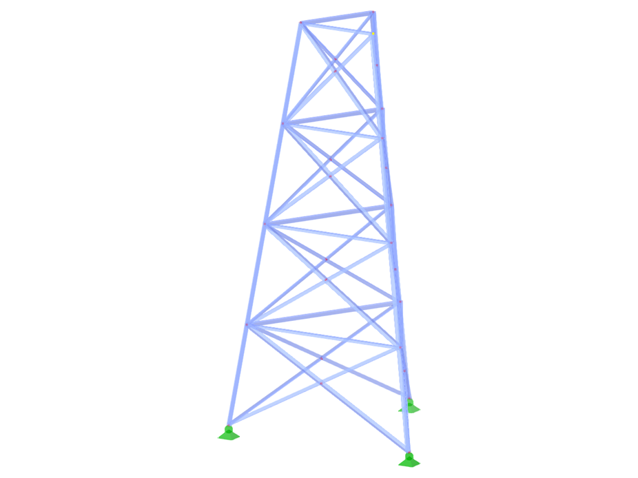Numéro de modèle 2337 | TST035-b | Tour en treillis | Plan triangulaire | Diagonales X (interconnectées) et horizontales