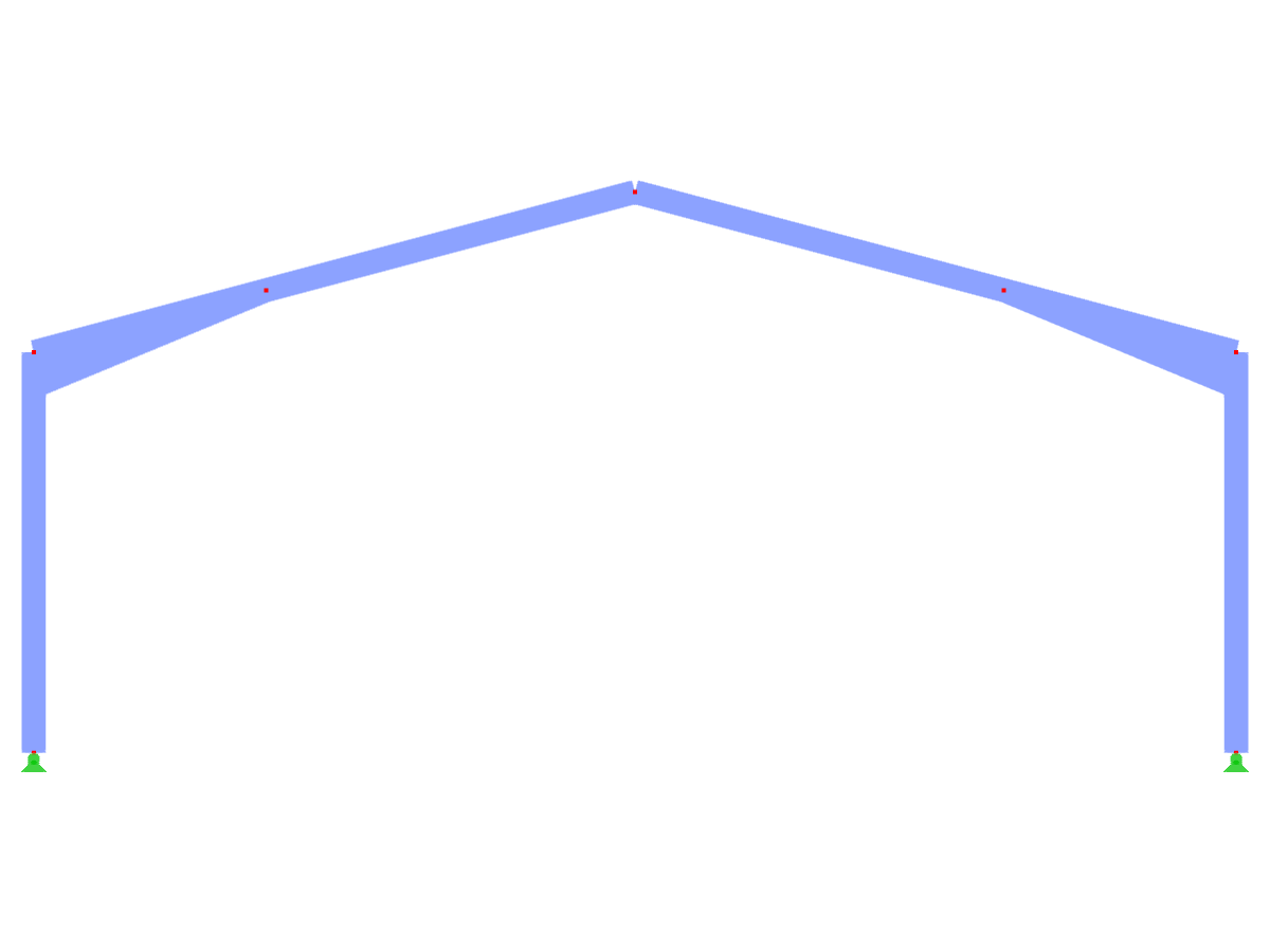 ID de modèle 2362 | FTA001 | Portique à inertie variable. Travée unique. Chevron à inertie près du coin du portique.