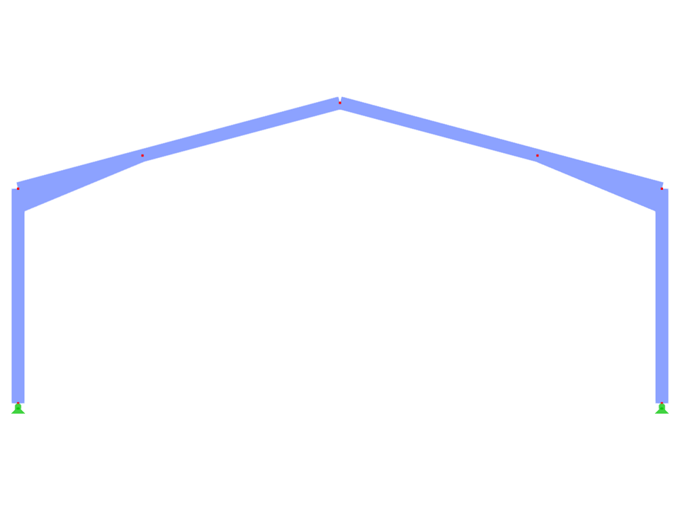 ID de modèle 2362 | FTA001 | Portique à inertie variable. Travée unique. Chevron à inertie près du coin du portique.