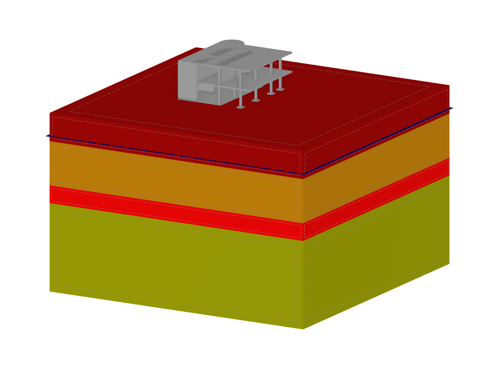 Modèle de bâtiment en béton armé au sol