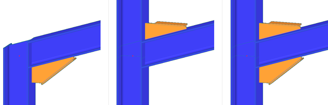 Position de la courbure : Bas (gauche), Haut (milieu), Les deux (droite)