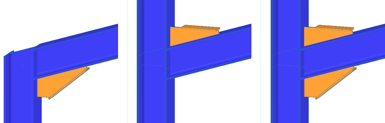 Position de la courbure : Bas (gauche), Haut (milieu), Les deux (droite)