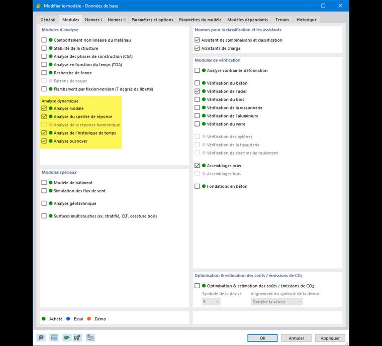 Modules complémentaires pour l’analyse dynamique