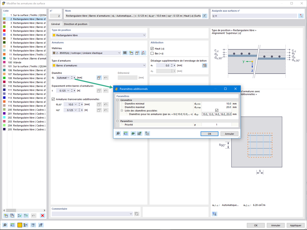 Fonctionnalité 002558 | Vérification des armatures surfaciques