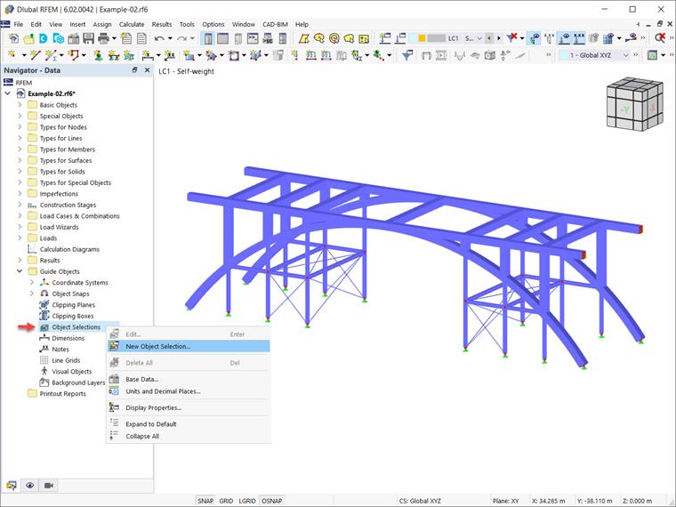 « Sélections d’objets » comme objets repères dans RFEM 6