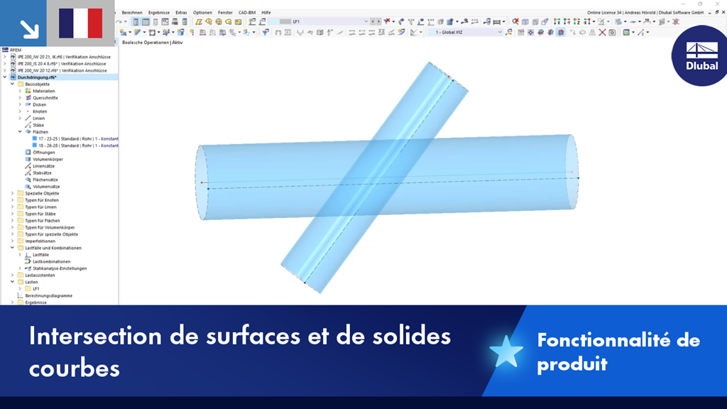 Intersektion gekrümmter Oberflächen mit volumetrischen Strukturen in einer statischen Analyseumgebung.