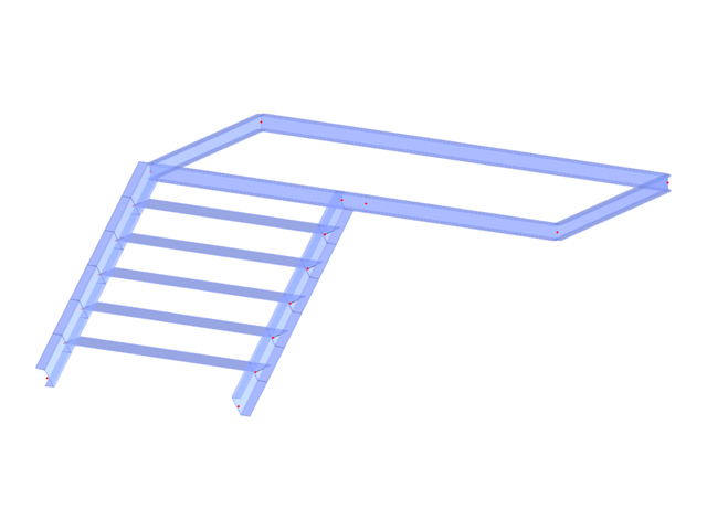 Modèle 003878 | STS001-f | Escalier à une volée avec palier à droite