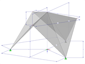 Modèle 000516 | FPC005-b | Systèmes prismatiques à structure pliée. Surfaces avec pli simple sur un plan d'étage triangulaire, arêtes vers le centre avec paramètres