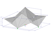 Modèle 000530 | FPC011 | Systèmes prismatiques à structure pliée. Surfaces pliées en diagonale sur un plan d'étage rectangulaire, arêtes s'élevant vers le centre avec des paramètres