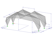 Modèle 000546 | FPL122 | Systèmes prismatiques à structure pliée. Système de structure linéaire composé de surfaces pliées. Cadre à trois articulations : Pliage de faîtage avec paramètres