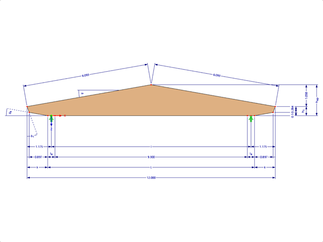 Modèle 000624 | GLB0303 | Poutre en lamellé-collé | Double conique | Symétrique | Porte-à-faux coniques avec paramètres