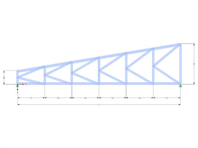Modèle 001758 | FT260 | Treillis trapézoïdal à un seul pas avec paramètres