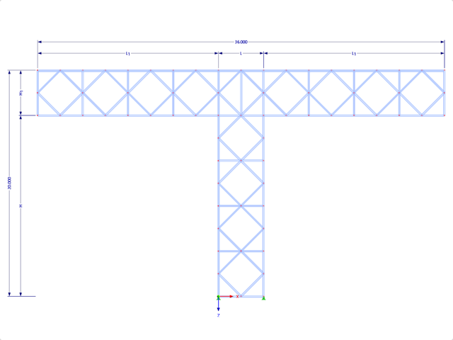 Modèle 001892 | FTZ100 | Saisie via le nombre de travées horizontales (nh), les travées verticales (nv), la longueur moyenne (L), (L_1) et les hauteurs (H, H_1) avec des paramètres
