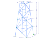 Modèle 002110 | TSR015-a | Tour en treillis | Plan rectangulaire | K-Diagonales droite/gauche et horizontales avec paramètres