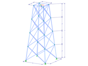 Modèle 002114 | TSR034-a | Tour en treillis | Plan rectangulaire | Diagonales X (non interconnectées) avec des paramètres