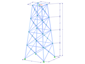 Modèle 002117 | TSR035-b | Tour en treillis | Plan rectangulaire | Diagonales X (interconnectées) et horizontales avec paramètres