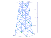 Modèle 002118 | TSR037 | Tour en treillis | Plan rectangulaire | Diagonales X (droites) et entretoises et horizontales avec paramètres