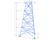 Modèle 002339 | TST037 | Tour en treillis | Plan triangulaire | Diagonales X (droites) et entretoises et horizontales avec paramètres