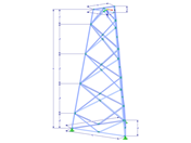 Modèle 002341 | TST038-b | Tour en treillis | Plan triangulaire | Diagonales du losange (interconnectées, droites) avec paramètres