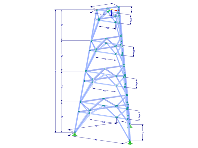Modèle 002374 | TST054-b | Tour en treillis | Plan triangulaire avec paramètres