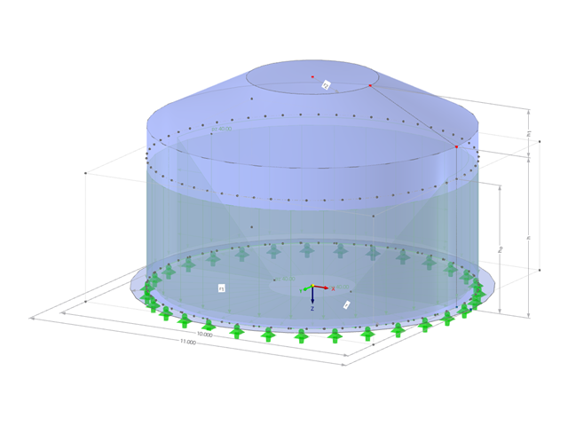 Modèle 002769 | SIC008 | Silos | Plan circulaire, toiture en cône tronqué avec paramètres