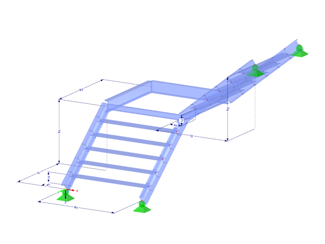 Modèle 002985 | STS003-a | Escaliers | Deux volées avec paramètres