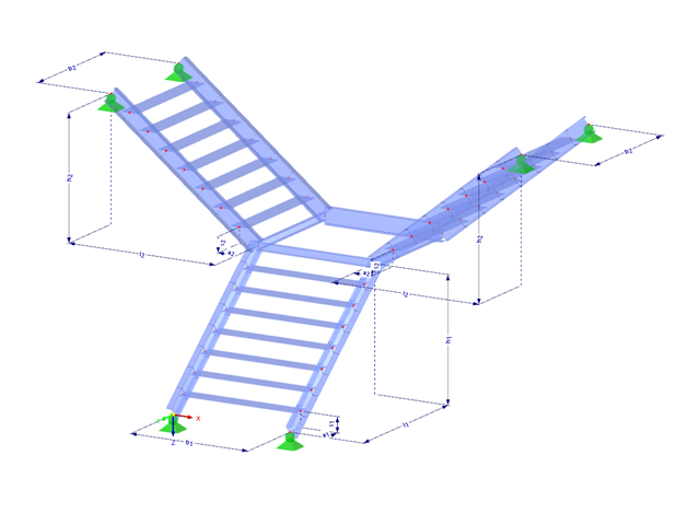 Modèle 003052 | STS007 | Escaliers | Trois volées avec paramètres