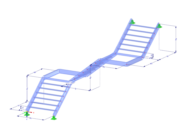 Modèle 003053 | STS006-a | Escaliers | Trois volées avec paramètres