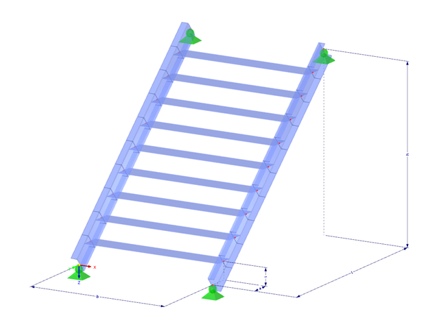 Modèle 003071 | STS001-a | Escaliers | Volée simple avec paramètres