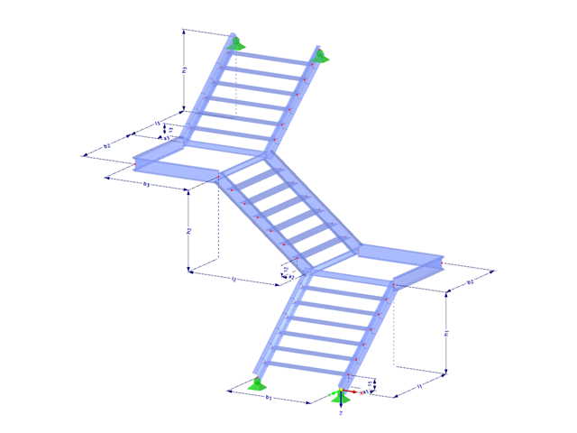 Modèle 003082 | STS006-b | Escaliers | Trois volées avec paramètres