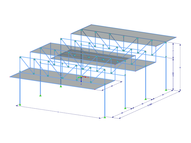 Modèle 003473 | FTS003 | Plans de toiture horizontaux avec appuis centraux avec paramètres