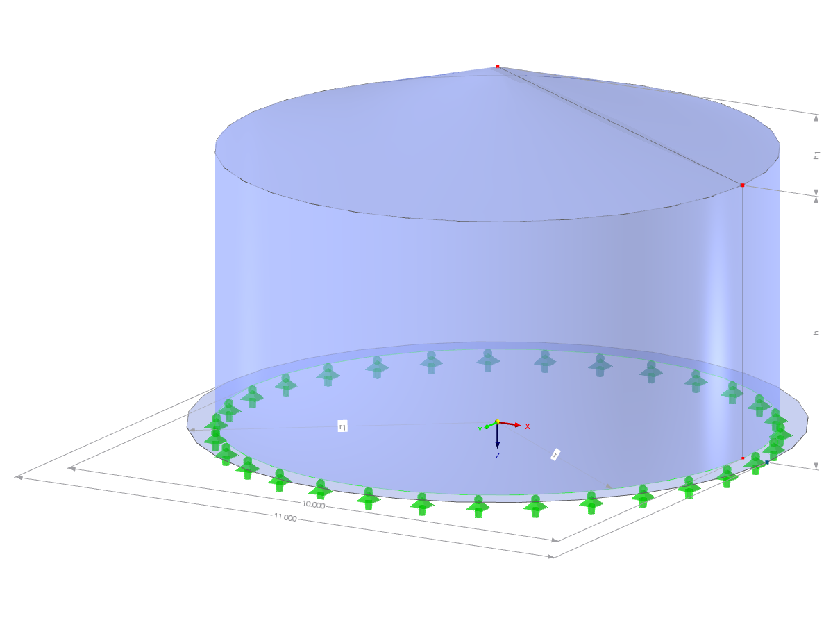 Modèle 003724 | SIC007 - NOUVEAU | Silo | Plan circulaire, toiture conique avec paramètres