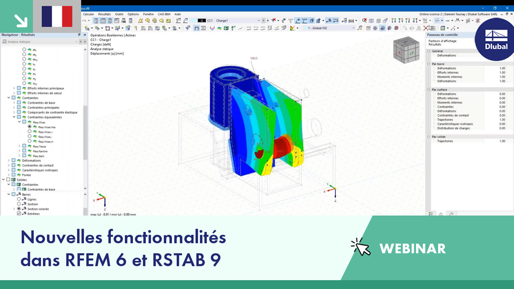 Présentation des nouvelles fonctionnalités de RFEM 6 et RSTAB 9 lors du webinaire.