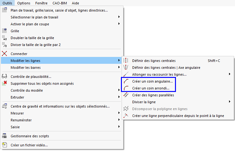 Fonctions d’ajustement des angles