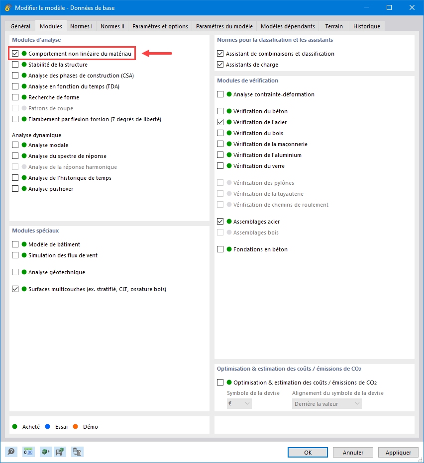 Module complémentaire « Comportement non linéaire du matériau » de RFEM 6