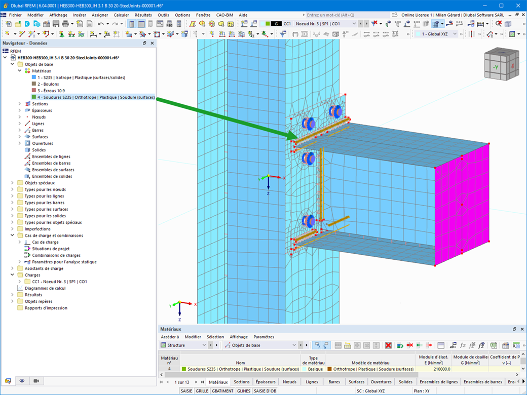 Fonctionnalité 002578 | Modèle de matériau plastique pour la vérification des soudures