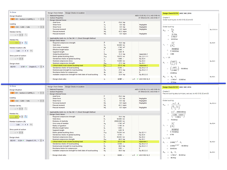 Ko 001809 | Vérification de l'acier AISI formé à froid dans RFEM 6