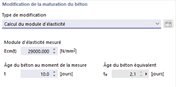 Type de modification « Calcul du module d’élasticité »