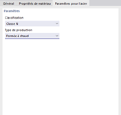 Paramètres pour l’acier