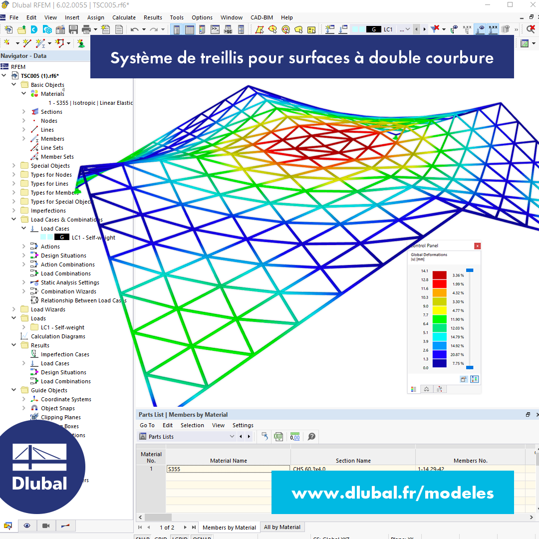 Système de treillis pour surfaces à double courbure