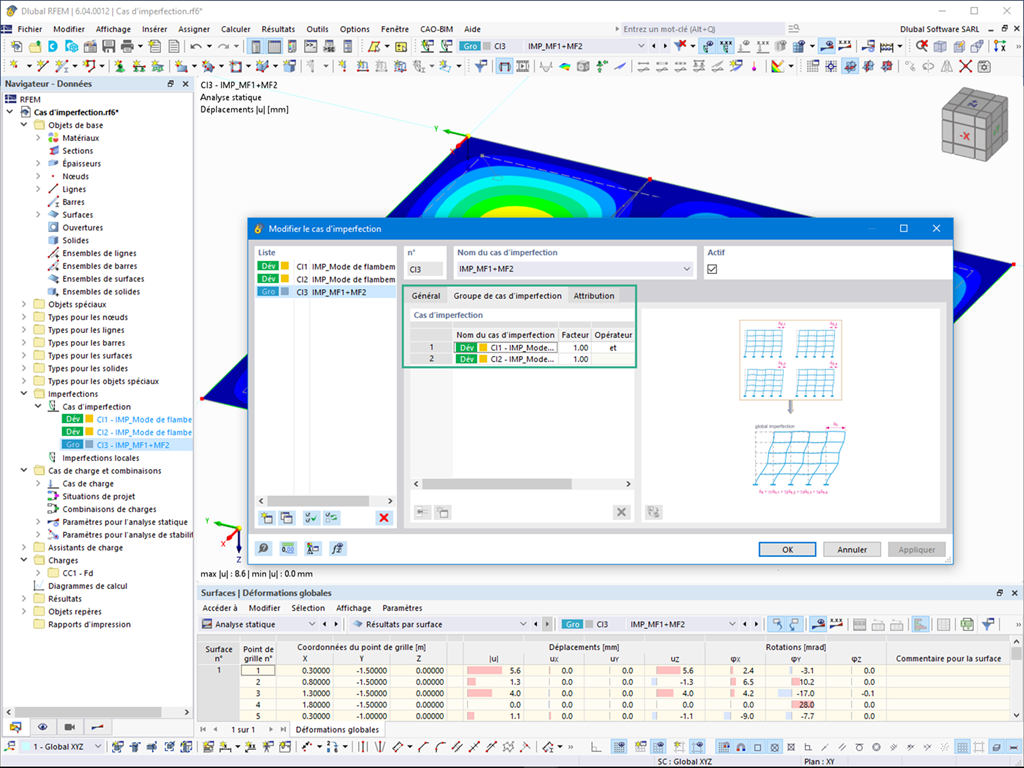 Fonctionnalité 002583 | Superposition de plusieurs cas d'imperfections géométriques