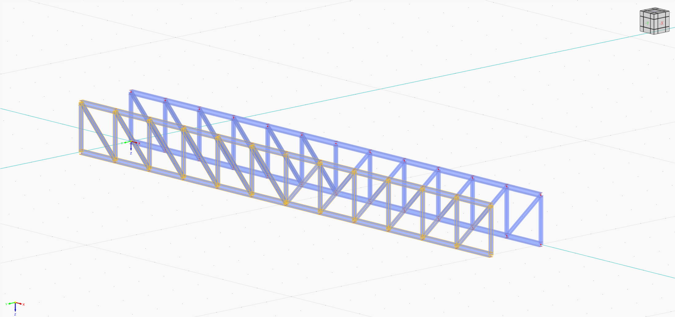 Membrures supérieures et inférieures avec poteaux et diagonales