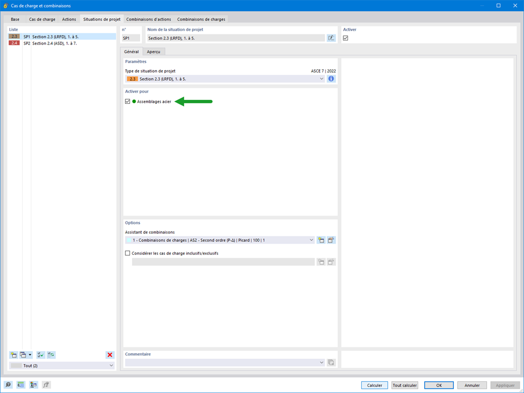 Cas de charge et combinaisons