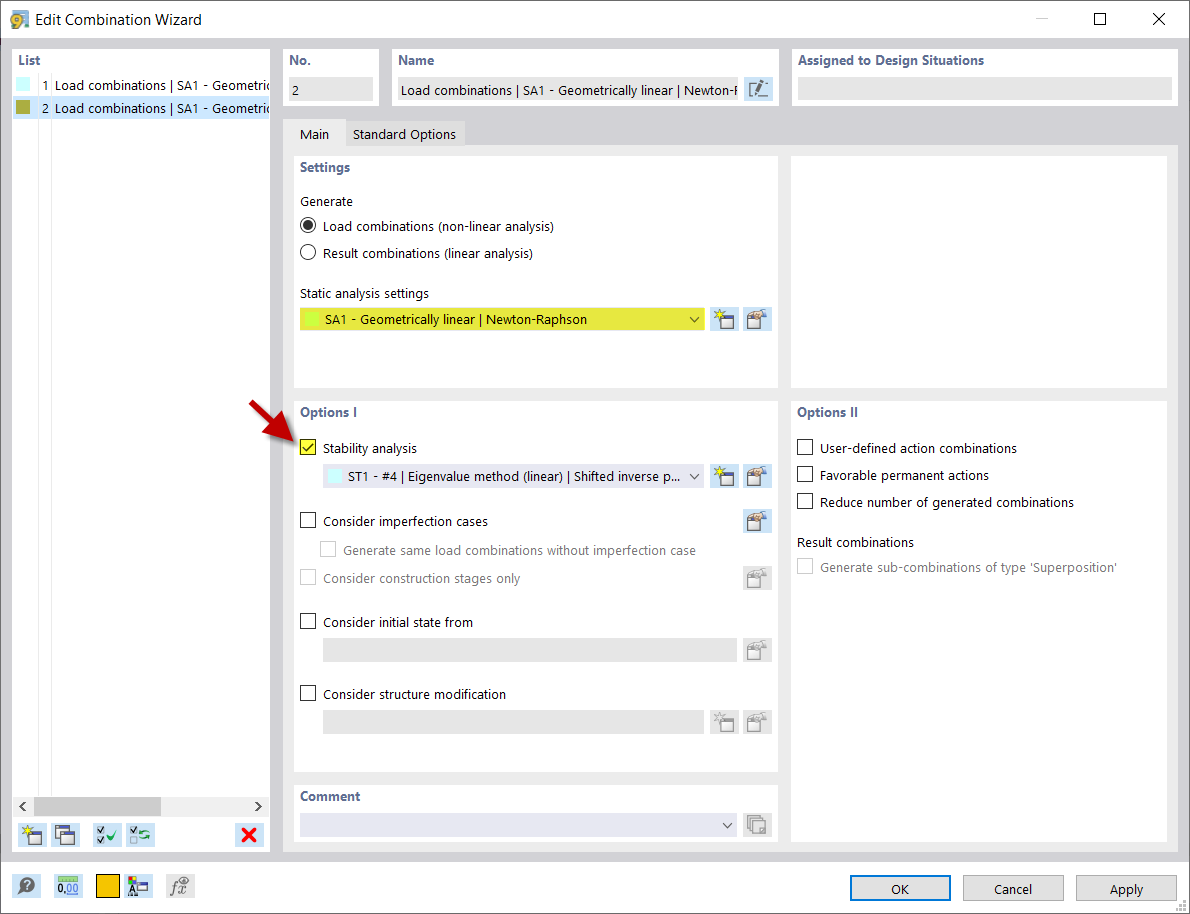 Modifier les assistants de combinaisons