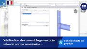 Vérification des assemblages acier selon la norme américaine ANSI/AISC 360-16, sans mention des détails du logiciel.